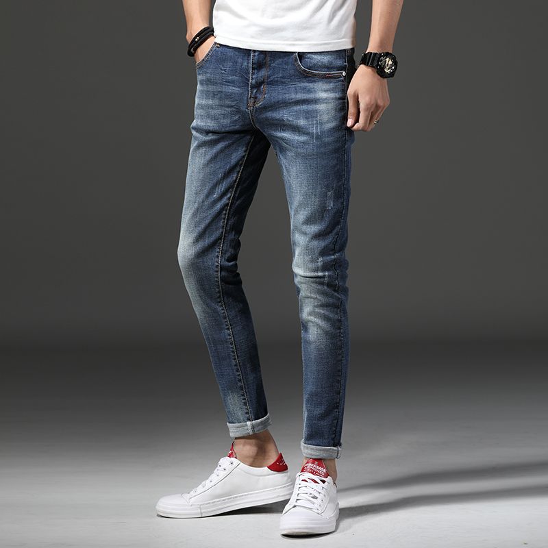 2018 new spring and autumn blue jeans men casual shoes Tide fashion slim stretch Comfortable men s long trousers