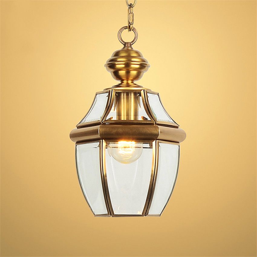 Modern Balcony Antique Led Pendant Lamps Copper Vintage Glass Lights Bar Corridor Outdoor Indoor Light Hanglamp Fixtures