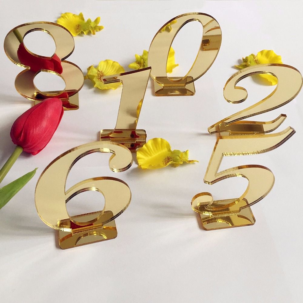 2019 Mirror Gold Wedding Table Number Holders Table Number Stand