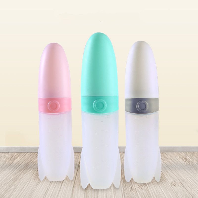 120ml Newborn Baby Squeezing Feeding Bottle Silicone Training Rice