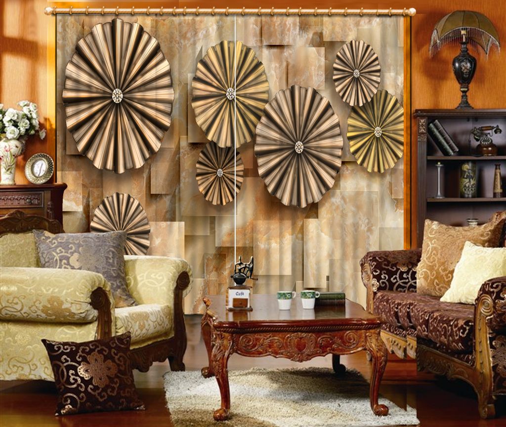 2019 Modern Style Simple 3d Curtain Jade Flower Marble Painting