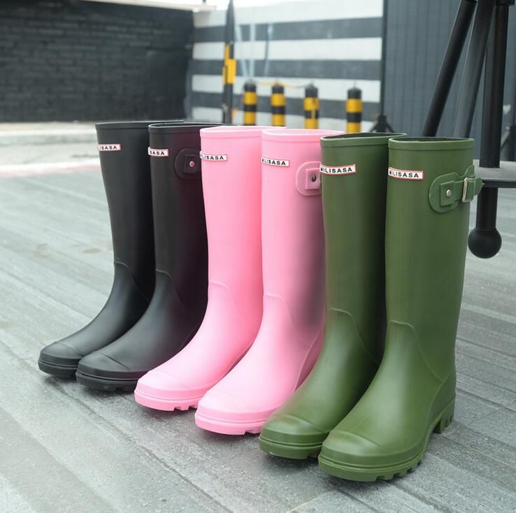 Fashion Women Rainboots Kneehigh Tall Rain Boots England Style