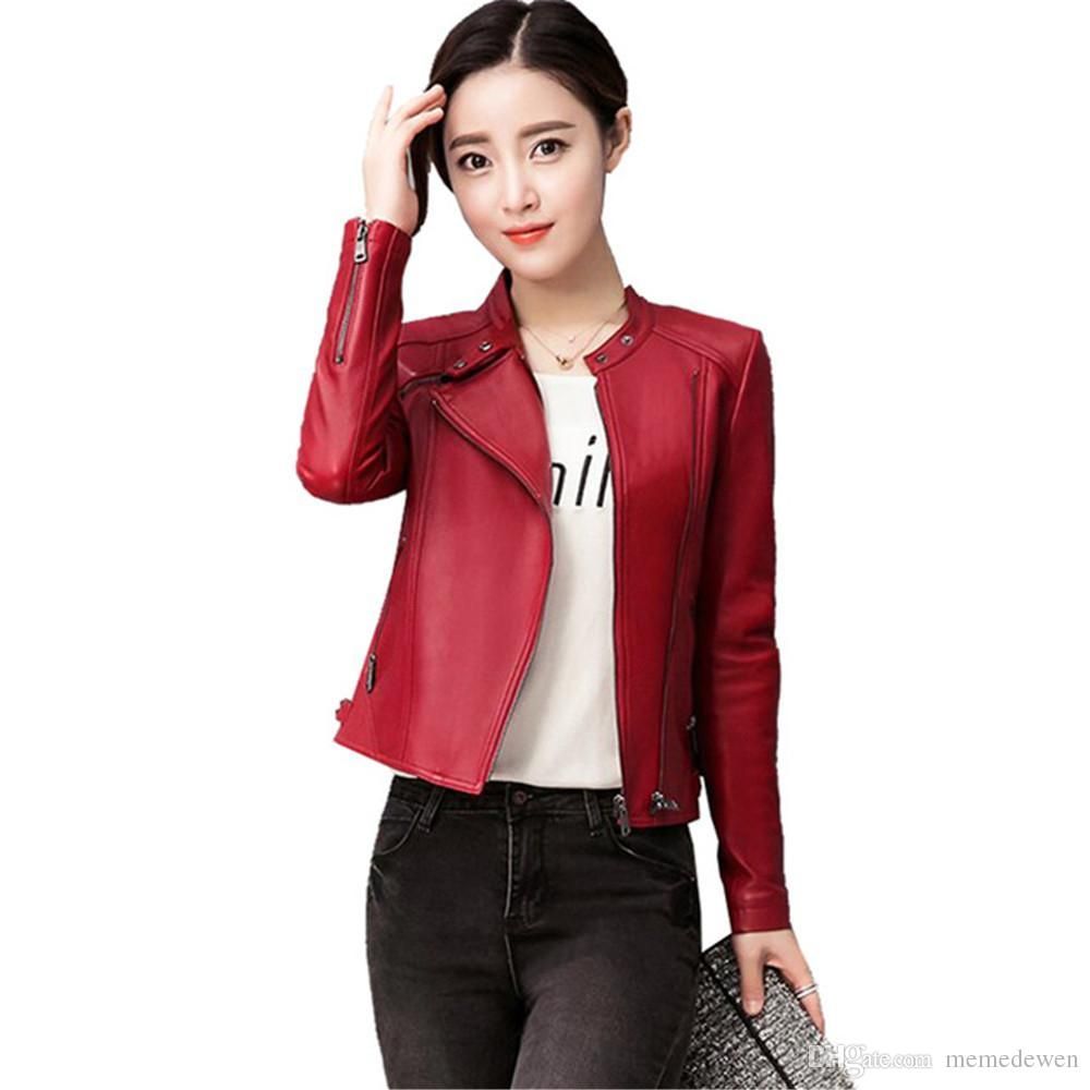 New Women Faux Leather Jacket Plus Size 4xl Las Jackets New Women Faux Leather Jacket Plus Size 4xl Las Jackets Black Red Biker Coat Motorcycle Woman Ng 026 Canada 2019 From Venu