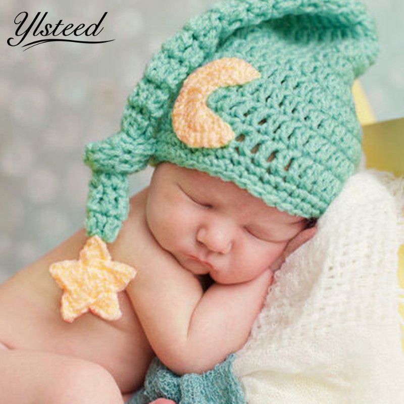 2019 cute newborn photography props baby knit long tail hats crochet cute baby photo albums