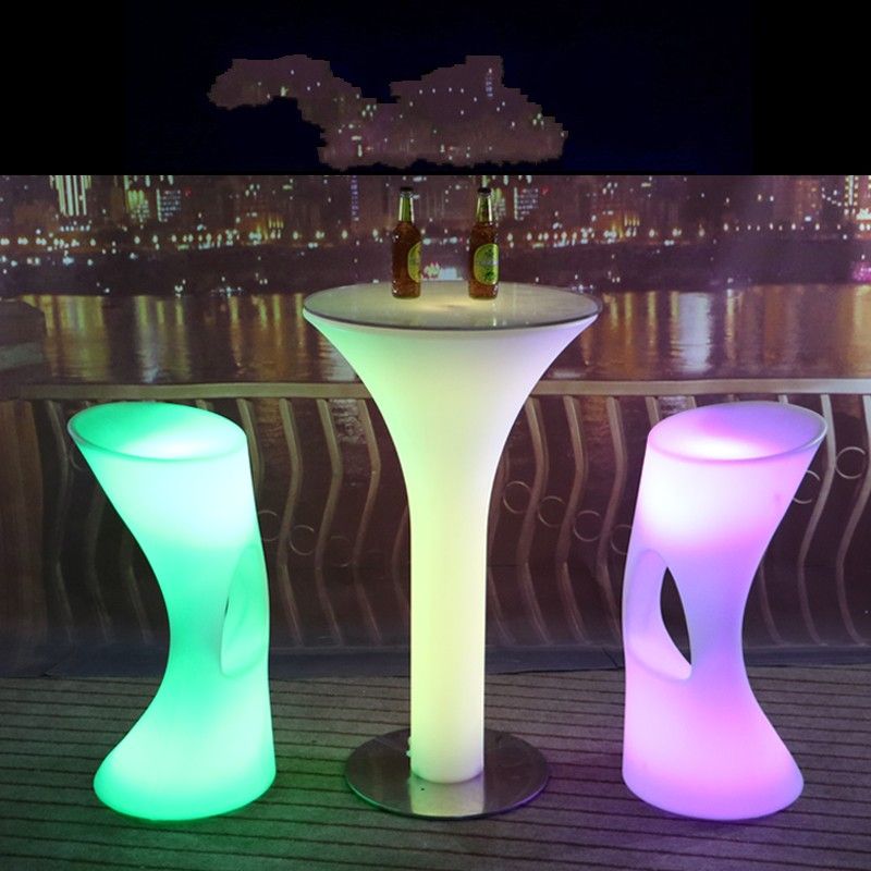 Free Led Illuminated Bar Chair Seat Waterproof With Remote Control 110 220v Adapter Light Up Stool Outdoor