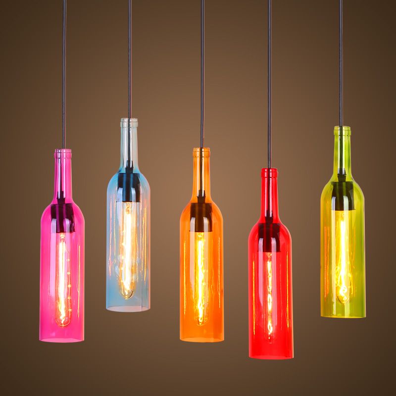 Multi Color Modern Led Pendant Lights Lamp Lighting Fixtures Industrieel Hanging Glass Shade Bar Kitchen E27 Socket Ac 220v