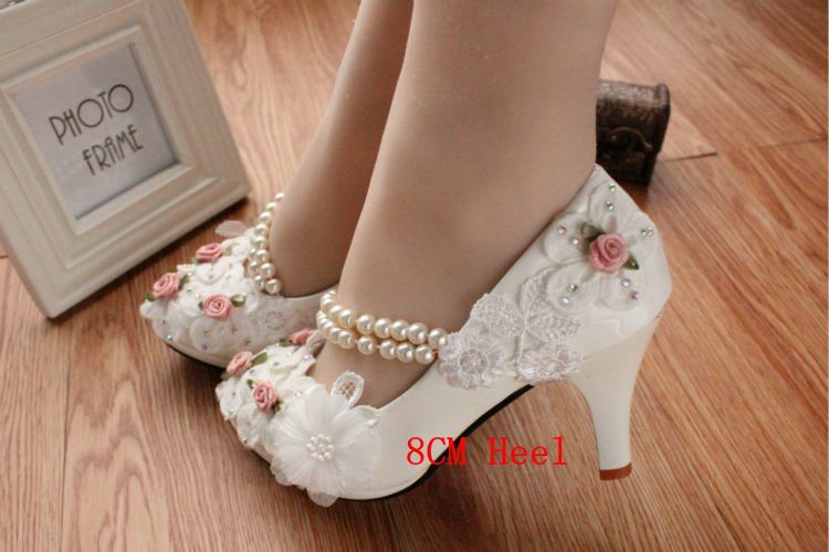 white wedding kitten heels