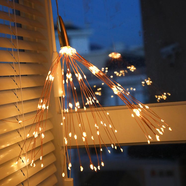 Solar Powered 200led 40 Branches 5led Branch 20cm Outdoor Firework Solar Powered 200led 40 Branches 5led Branch 20cm Outdoor Firework String Light Wireless Hanging Lamp For New Year Lights