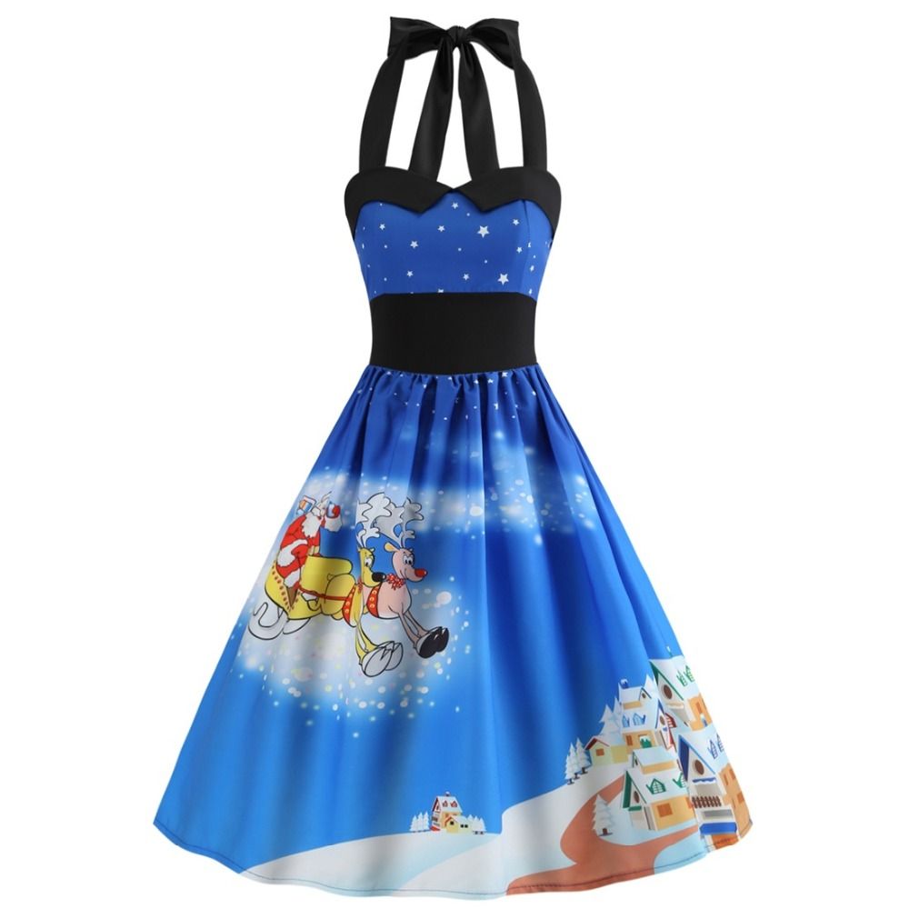 fashion vintage christmas printed women dress elegant sweet halter sleeveless evening party prom swing dresses costumes adult themed costumes adult themed - Vintage Christmas Dress fashion vintage christmas printed women dress elegant sweet halter sleeveless evening party prom swing dresses costumes adult themed costumes adult themed - Vintage Christmas Dress