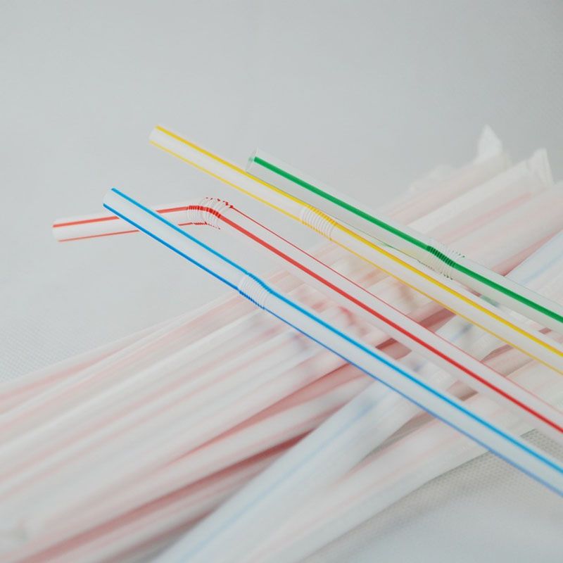 Extendable Flexible Plastic Drinking Straw Individually Wrapped Drink