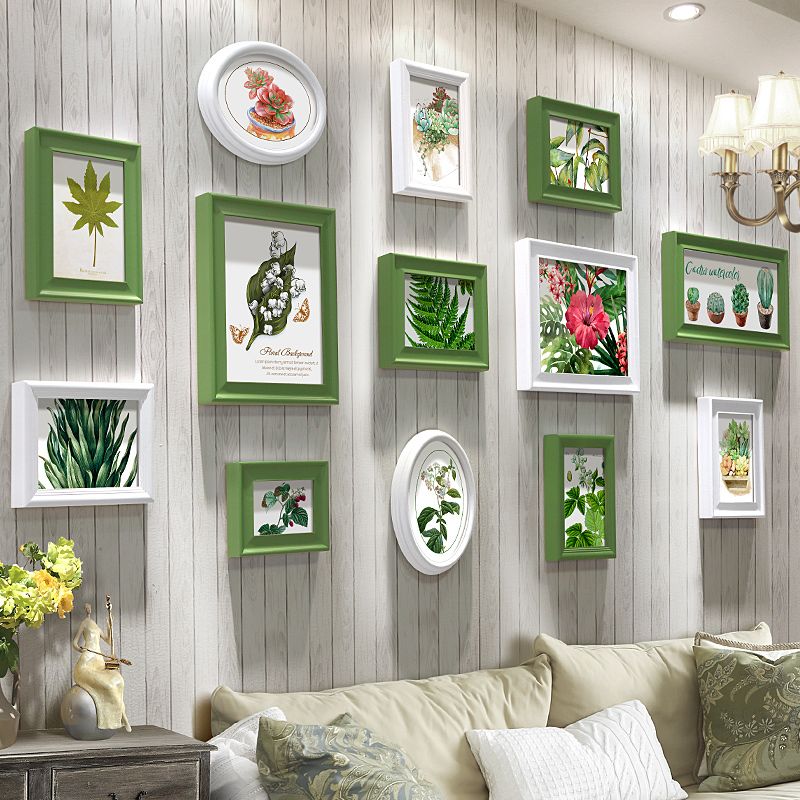 White Photo Frame For Sofa Background Picture Dining Room Wood Vintage Wall Art 13 Pieces Retro Living Hanging Photos