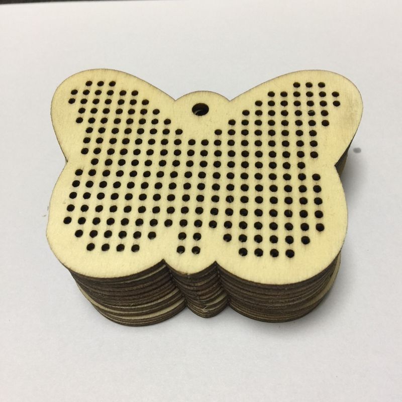 50 Wooden Cross Stitch Embroidery Blanks Perforated Plywood Animal Erfly Stitching
