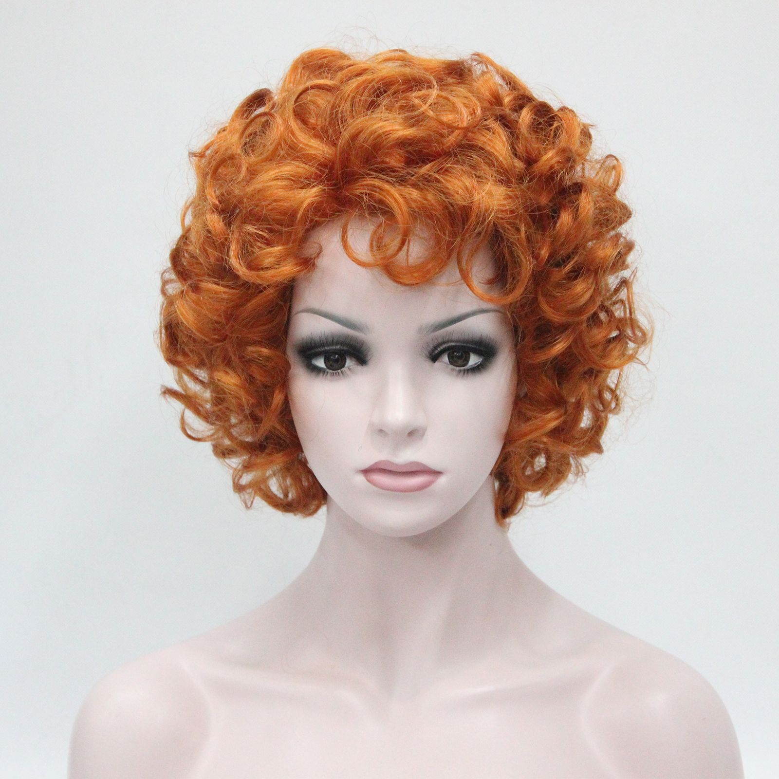 2018 New Charming Sexy Fashion Cute Cosplay Sexy Orange Highlights Curly Short Wig Women S Full