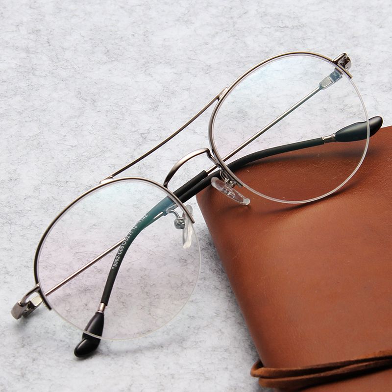 2019 Ultra Light Hanging Wire Half Frame Flat Mirror Power Flow 2019 Ultra Light Hanging Wire Half Frame Flat Mirror Power Flow Double Beam Eye Artistic Men Women Spectacles