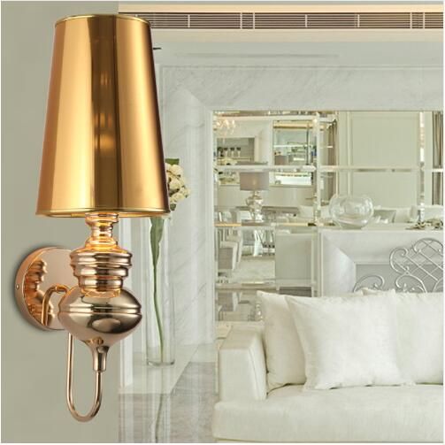 2020 Modern Gold Wall Sconce With Lampshade Bedroom Indoor Wall Lamps
