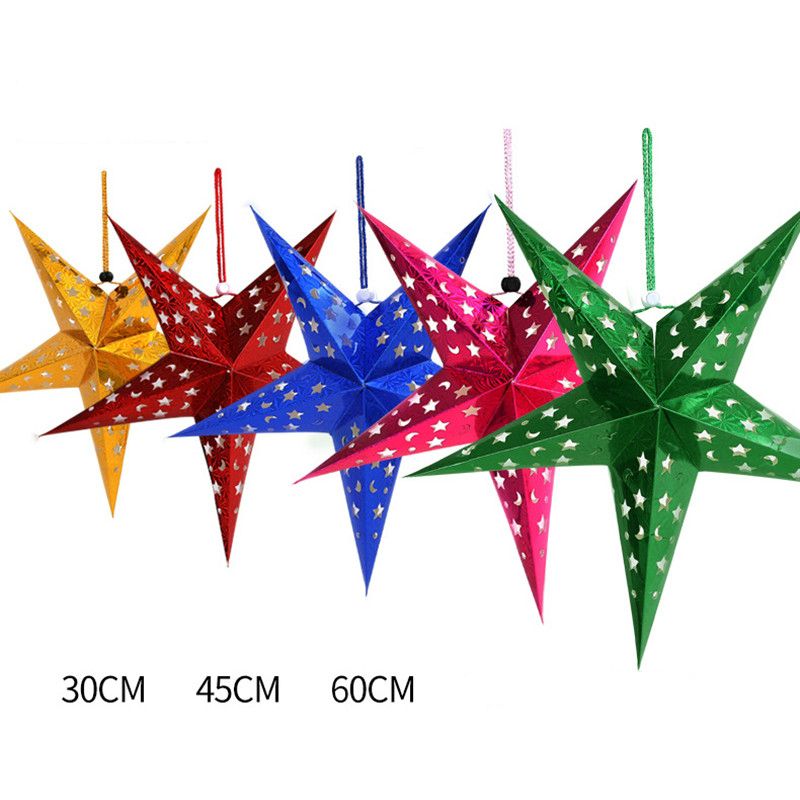 3 Size Multicolor Paper Star Ornaments Lampshade 3 Size Multicolor Paper Star Ornaments Lampshade Decoration Home Party New Year Supplies Decorations