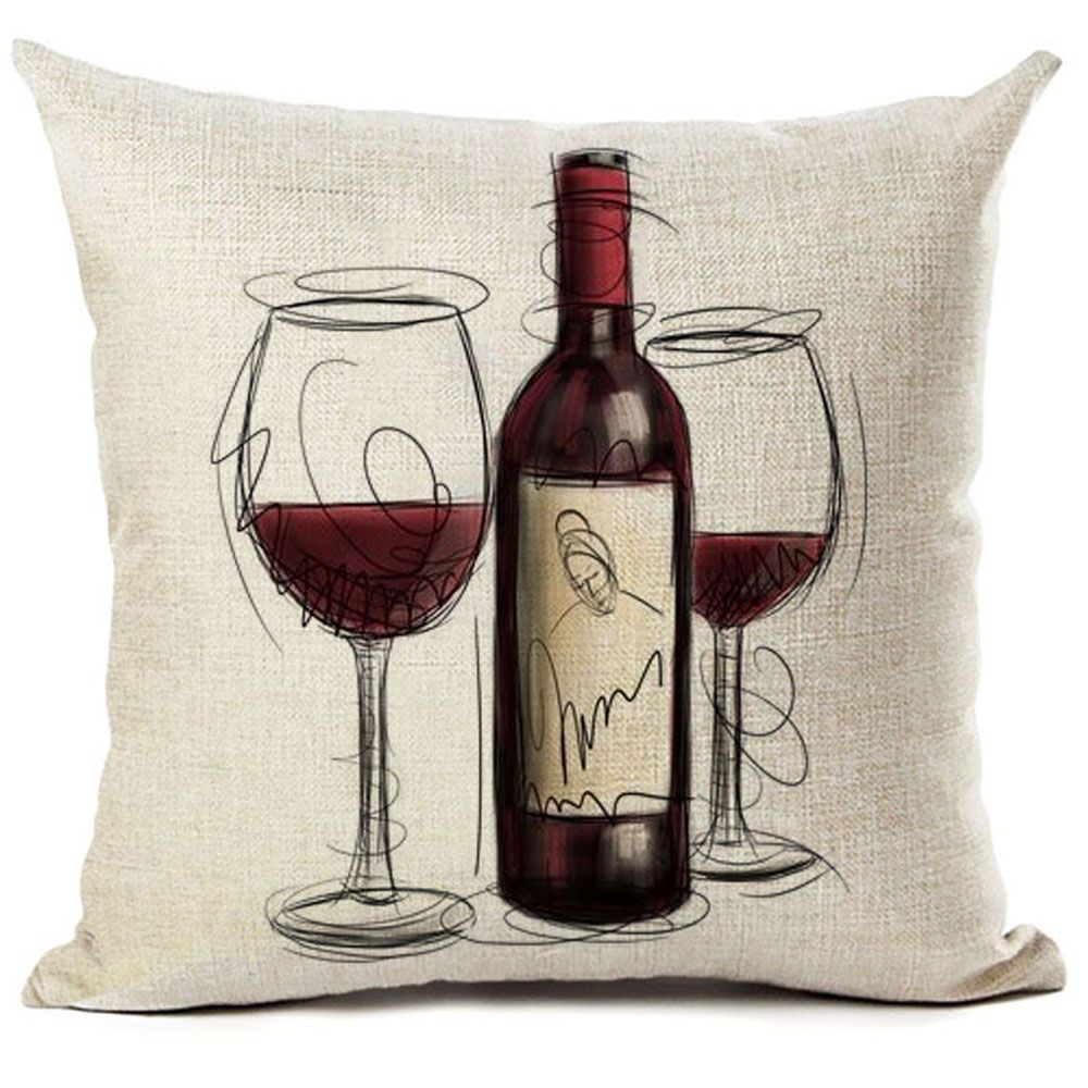 Cushion Covers Red Wine Casual Style Pillow Cover Decorative Cotton Linen Pillow Case For Sofa