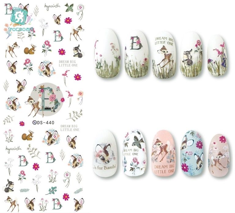 Rocooart Ds440 457 New Autumn Cute Deer Flowers Jesus Banana Nails