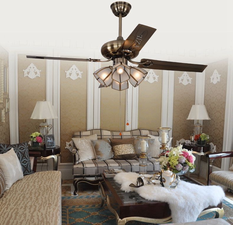 Continental Antique Copper Ceiling Fan Lamp Simple Fashion Light Continental Antique Copper Ceiling Fan Lamp Simple Fashion Light Modern Bedroom Door Restaurant 48inch