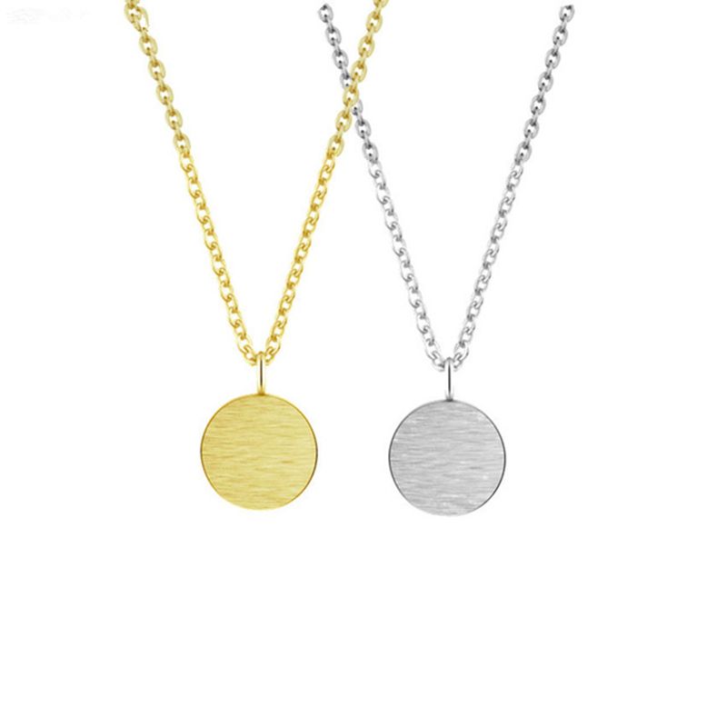 Whole Simple Brushed Round Pendant Necklaces For Women Men Long Whole Simple Brushed Round Pendant Necklaces For Women Men Long Chain Rose Gold Colar Stainless Steel Colares Circle Karma Necklace Pendants