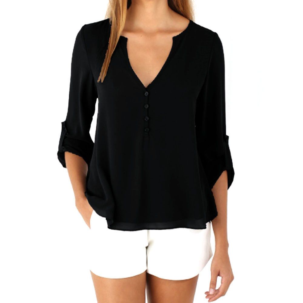 Großhandel Womens Lose Langarm Chiffon Lässige Bluse Shirt Tops Mode Bluse Plus Größe Frauen Kleidung Blusas Mujer De Moda Camisetas Von Mobile01, ...