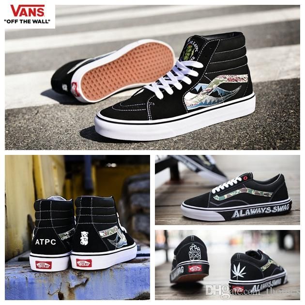 2018 vans x artpeace graphic shoes hightop old skool camo diy custom