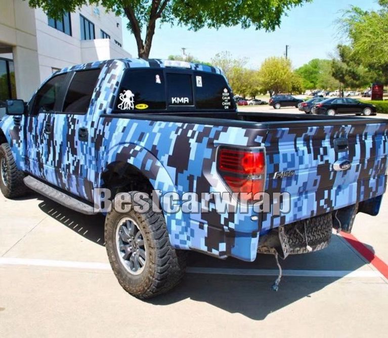 2019 2018 Digital Blue Camouflage Vinyl For Car Wrap Camo Styling