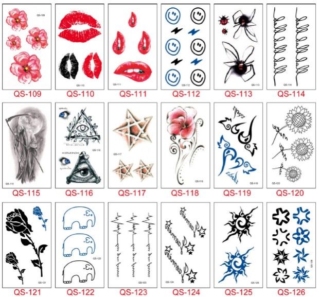 새로운 바디 아트 문신 여성들의 문신 꽃 만화 이미지 임시 물 전송 문신 바디 아트 문신 스티커