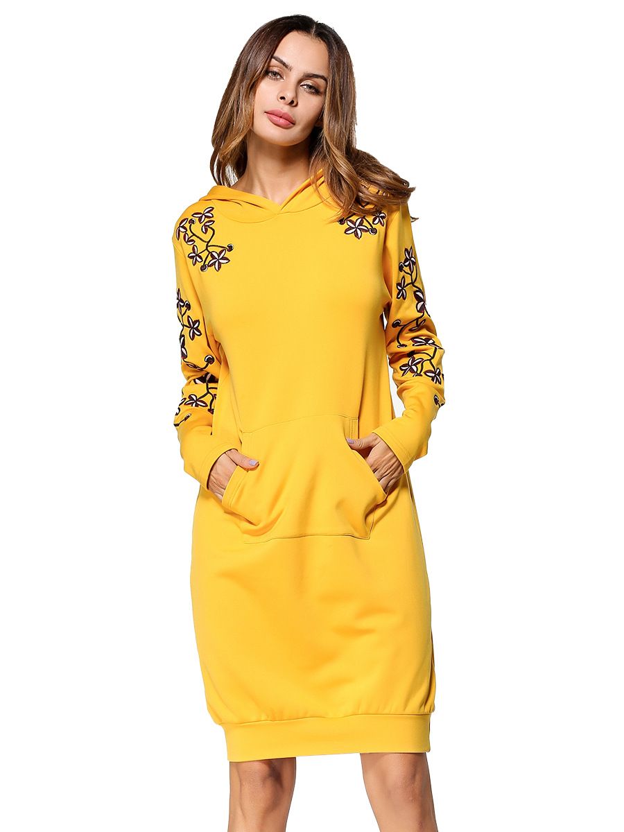 yellow hooded dress