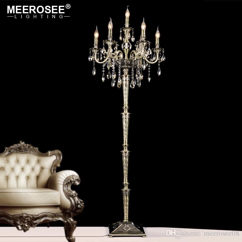 Vintage Crystal Floor Lamp Stand Light Fixture Cristal Candelabra Standing High Quality Decoration Lighting