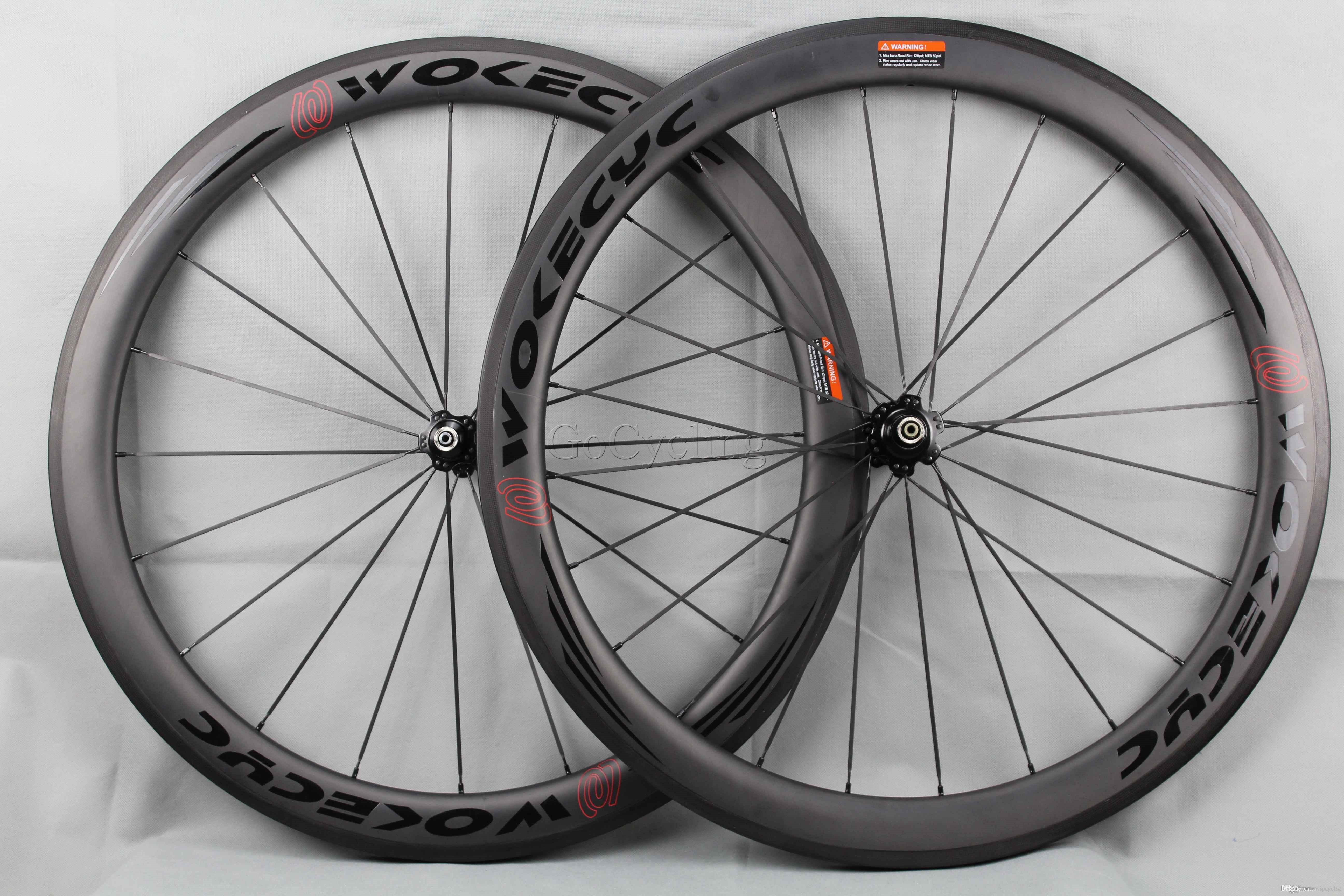 Carbon Fiber Road Bike Wheels 50mm Clincher Tubular Racing Bicycle