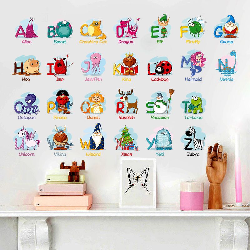 Puzzle Early Education Paste 26 English Alphabet Wall Stickers For Puzzle Early Education Paste 26 English Alphabet Wall Stickers For Kids Rooms Cartoon Animals Art Background Decal Mural