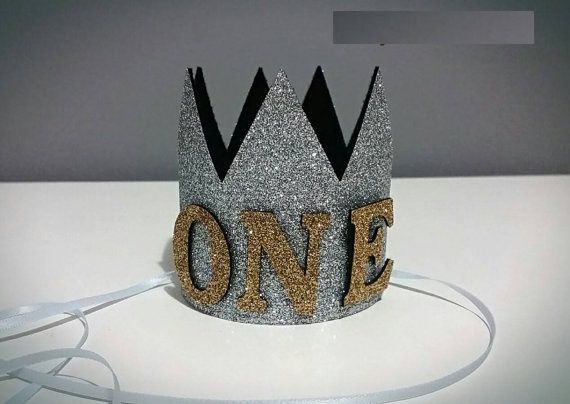 Silver Glitter Little Prince Party 1st Birthday Hats Caps Baby