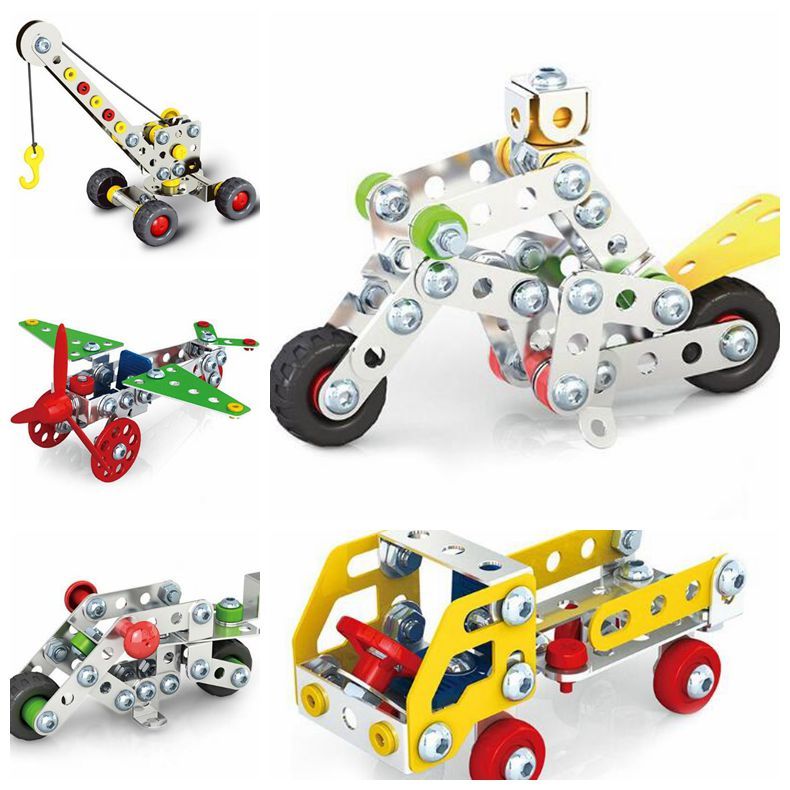 3d assembly metal engineering vehicles model kits toy car crane motorcycle truck airplane building puzzles toys cca8979 engineering vehicles model metal