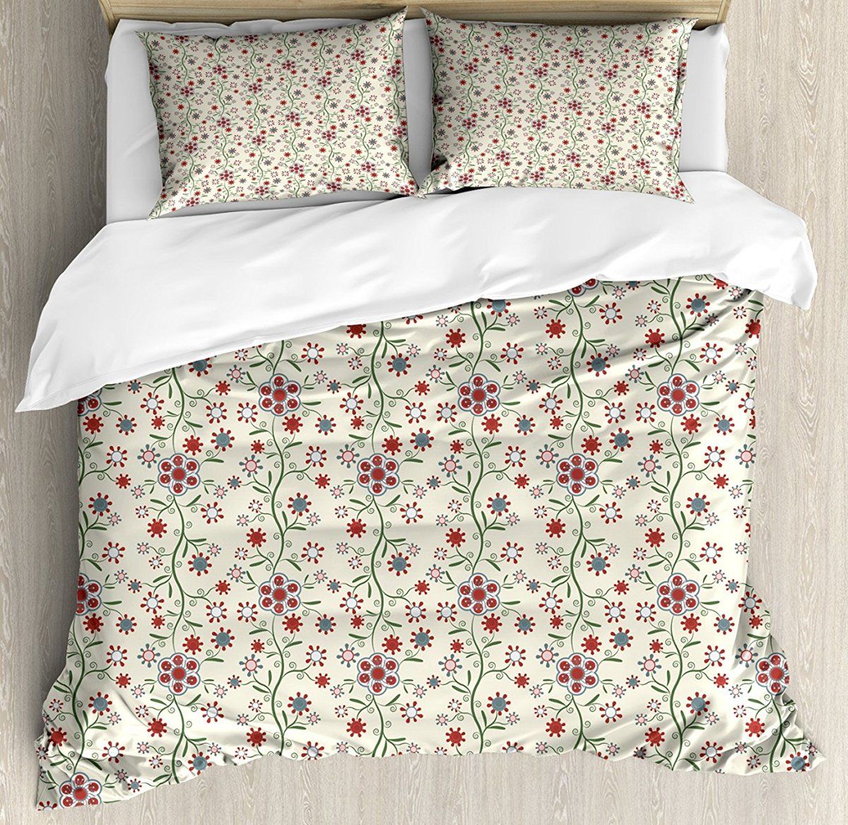Fl Duvet Cover Set Vintage Shabby Chic Branches Cottage Style Fl Duvet Cover Set Vintage Shabby Chic Branches Cottage Style Blossoming Bluebells Theme Bedding Red Yellow