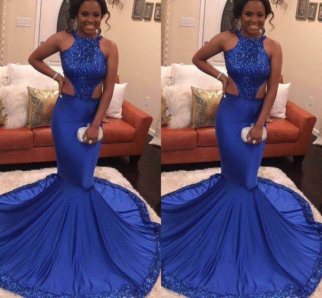 Blue Jewel Prom Dress