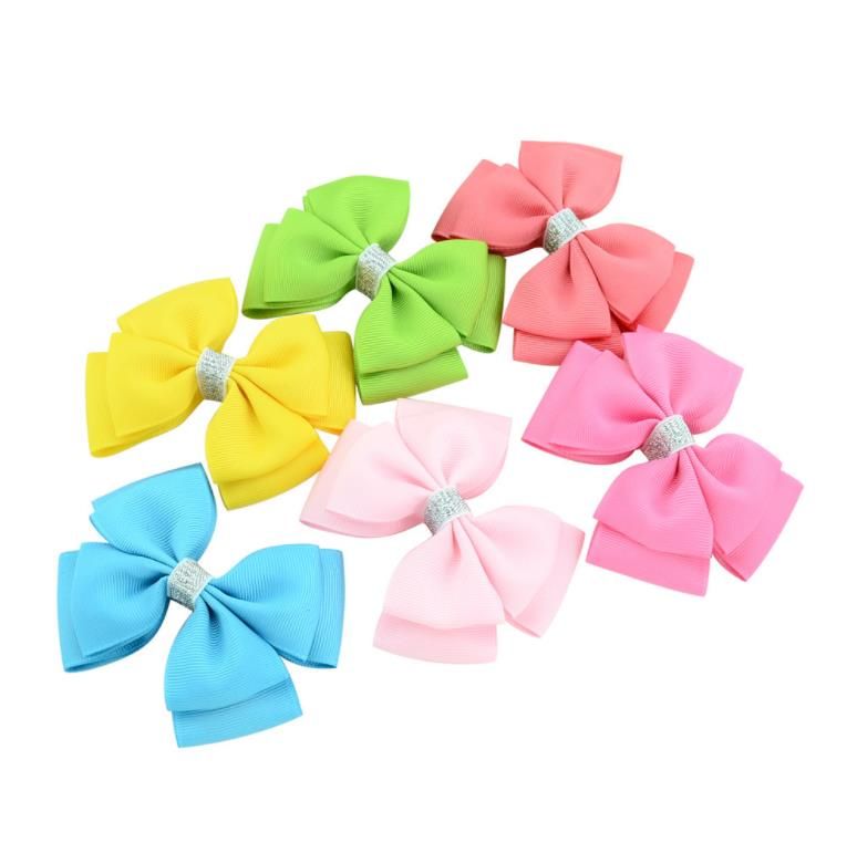 5pcs Petit Hair Bows Boutique Girls Baby Toddler hair clip