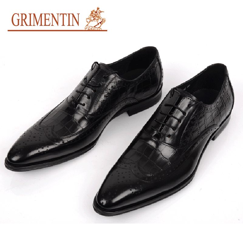 compre enuine zapatos de boda para hombre de cuero estilo cocodrilo