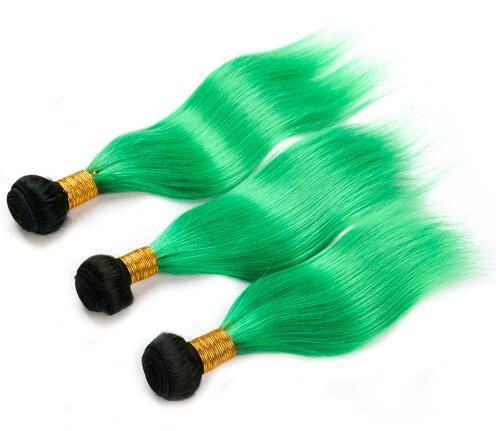 Oxette Black Green Ombre Hair Extension Bundles Straight Hair