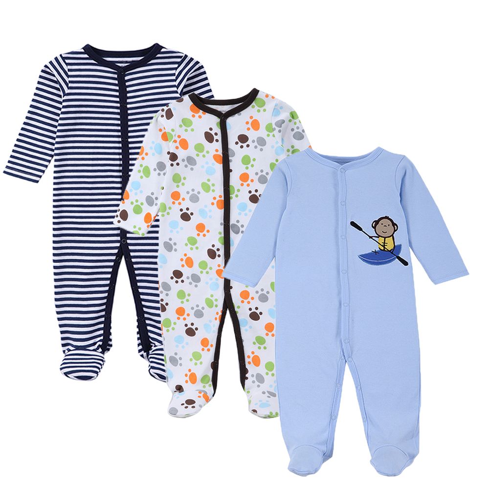 2018 2018 New 3 Pack Snap Up Cotton Sleep Play Jumpsuit Baby