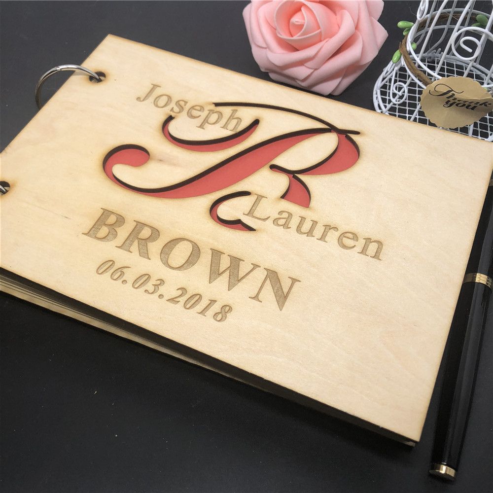 Customs Wedding Guest Book With Initials Rustic Wedding Guest Book