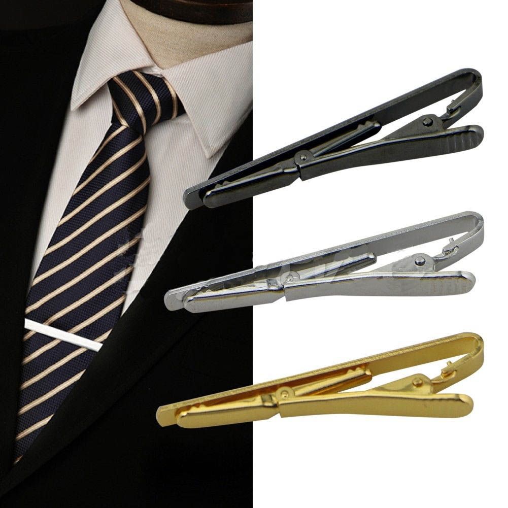 2019 55*5mm Fashion Men Tie Clip Metal Silver Gold Simple Necktie Tie