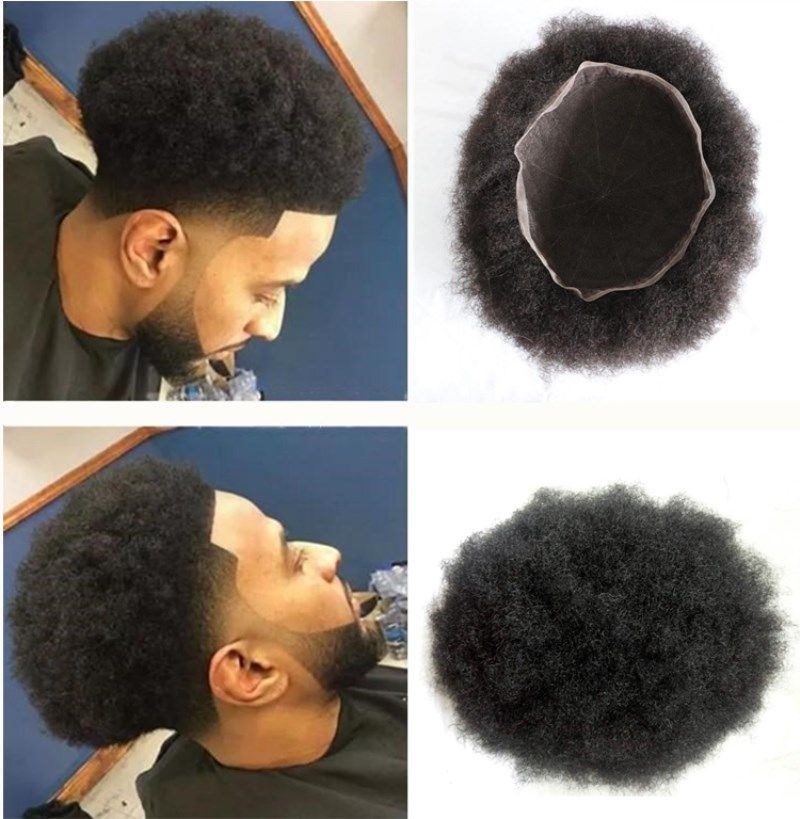2019 Afro Curly Men Toupee Swiss Lace Curly Toupee For Black Men Human ...