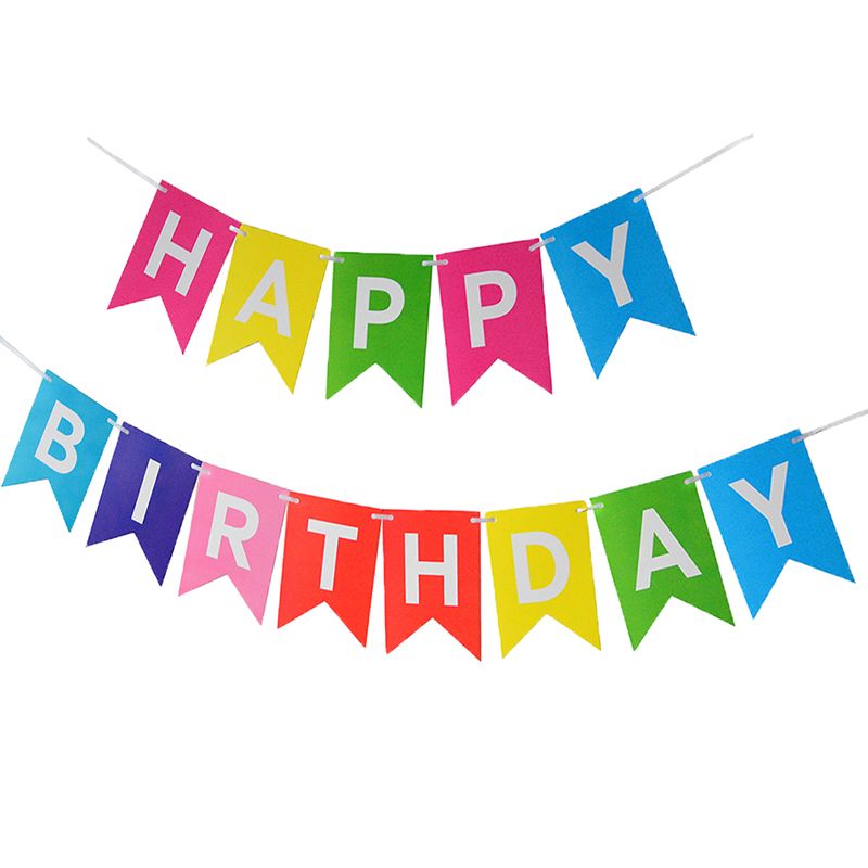 pink happy birthday girl boy kids party favors banner white tissue