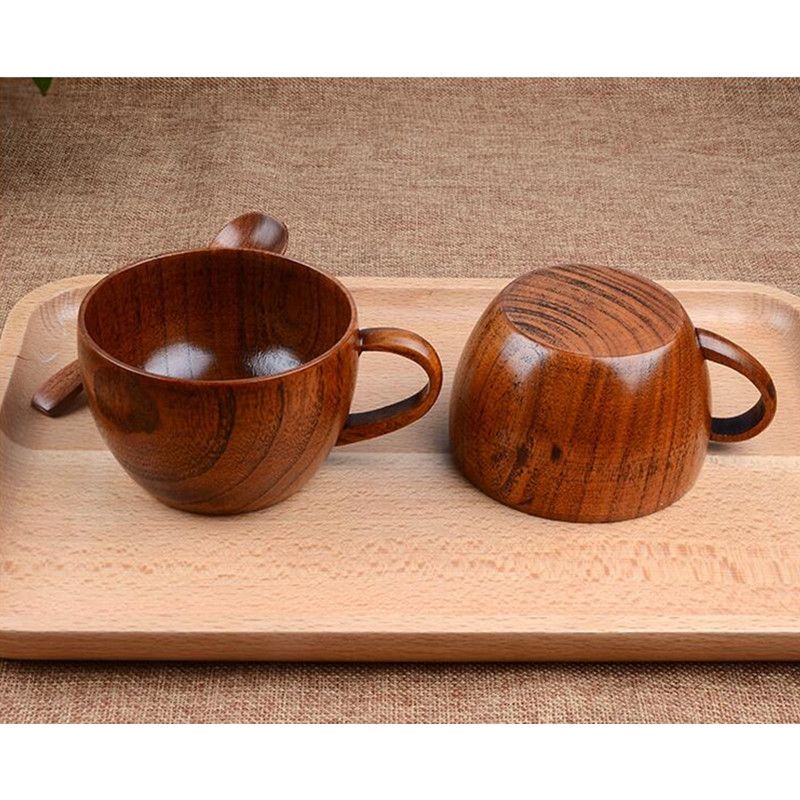 Primitive Handmade Wooden Tea Cup Ecofriendly Beer Milk Coffee Cups