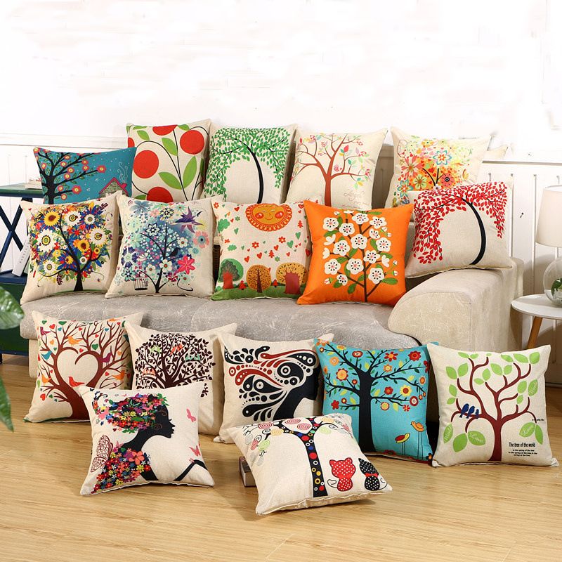 Flax Cushion Covers Tree Flower Printed Decorative Pillows Flax Cushion Covers Tree Flower Printed Decorative Pillows 45cm X Fashion Indoor Outdoor Throw Pillow Cases Bh18081 Patio Furniture