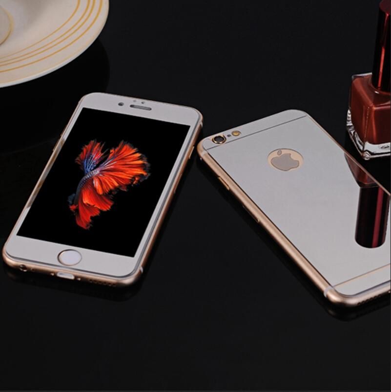 For Iphone 5s Tempered Glass Front Back With Logo Hole Mirror Screen Protector Color Plate No