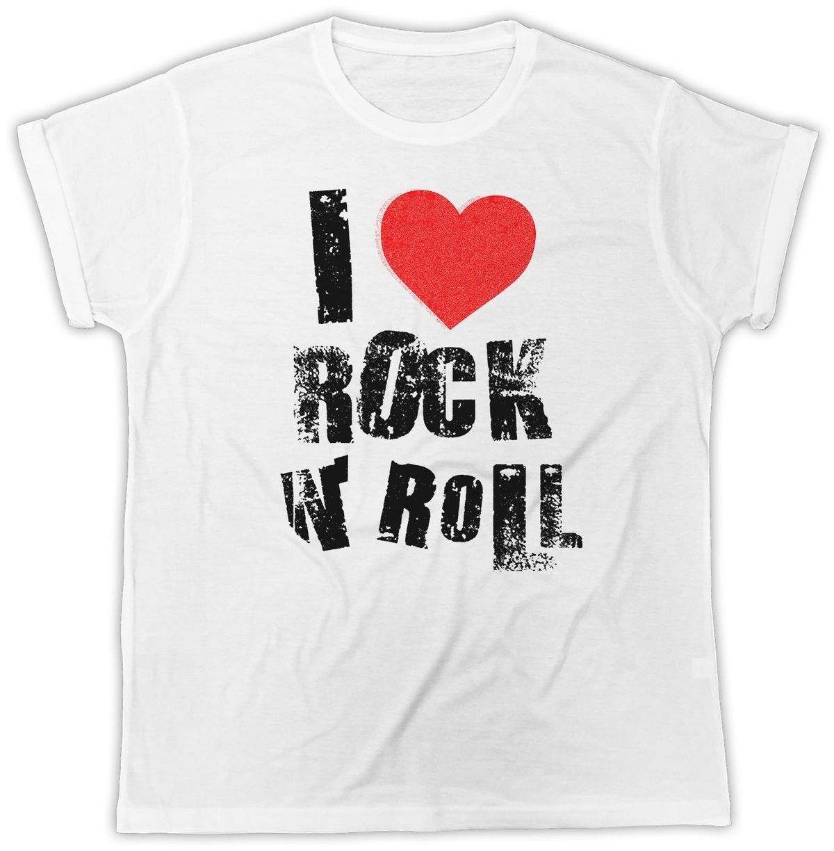 I love Rock Rocknroll Mens T-Shirt Roll Tee n Womens Celebrity