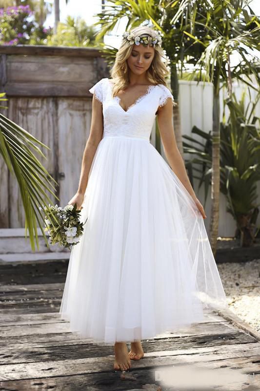 compre 2018 elegante estilo rural vestidos de novia longitud del
