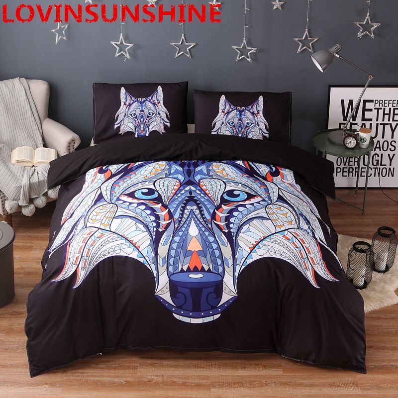 Lovinsunshine Wolf Print Bedding Set And Bed Linen Queen King Sizes Sets 3pcs Indian Symbol Duvet Cover